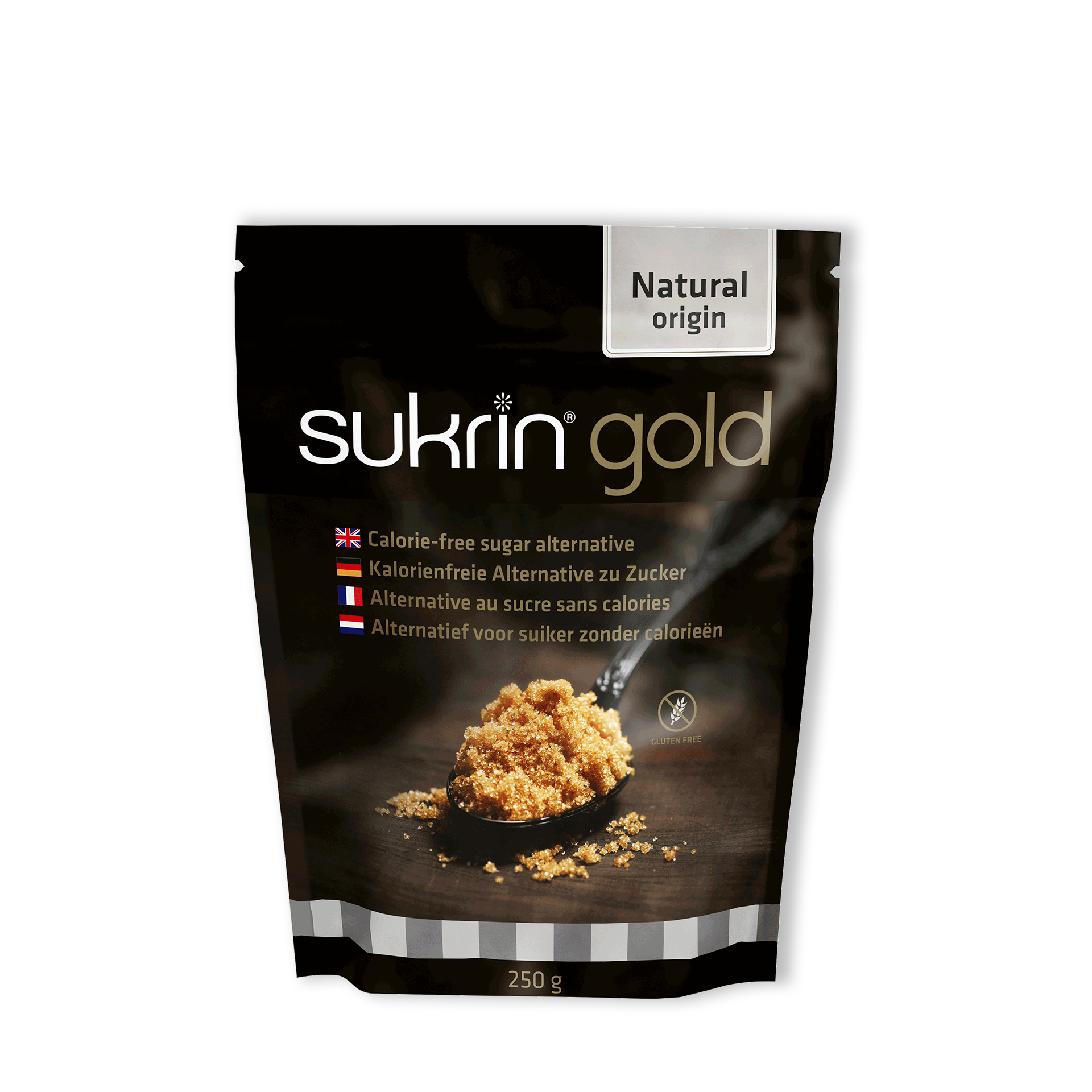 Sukgrin Gold - ყავისფერი შაქრის ბუნებრივი შემცვლელი, დიაბეტური შაქარი, 250g